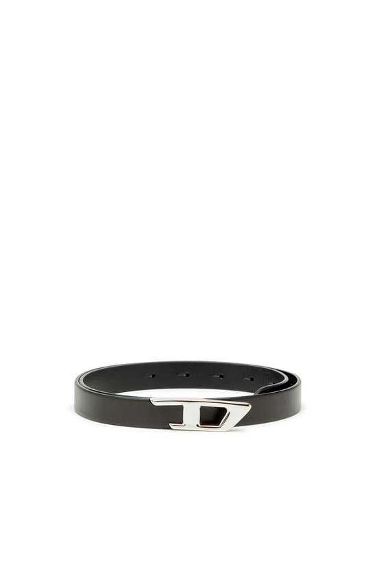 Photo: Diesel 2 cm leather belt with metal D buckle - Belts Womens in Black