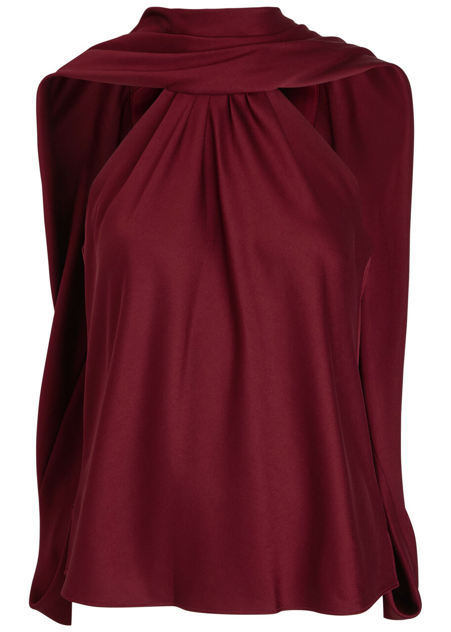 Simkhai Scarlett Cape-effect Satin top Red
