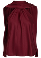 Simkhai Scarlett Cape-effect Satin top Red