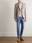 Brunello Cucinelli - Herringbone Linen, Wool and Silk-Blend Blazer - Brown