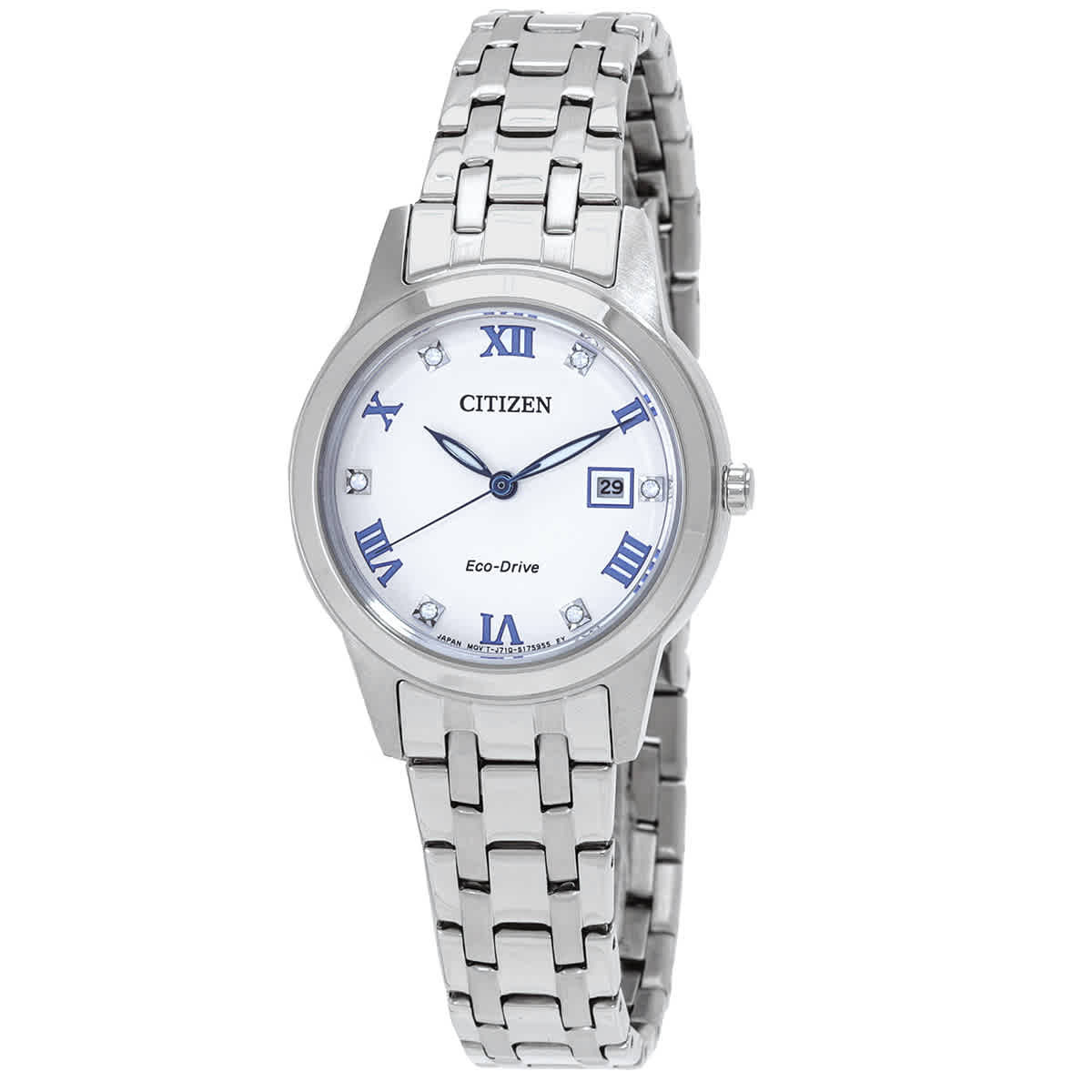 Citizen Eco-Drive Crystal White Dial Ladies Watch FE1240-81A