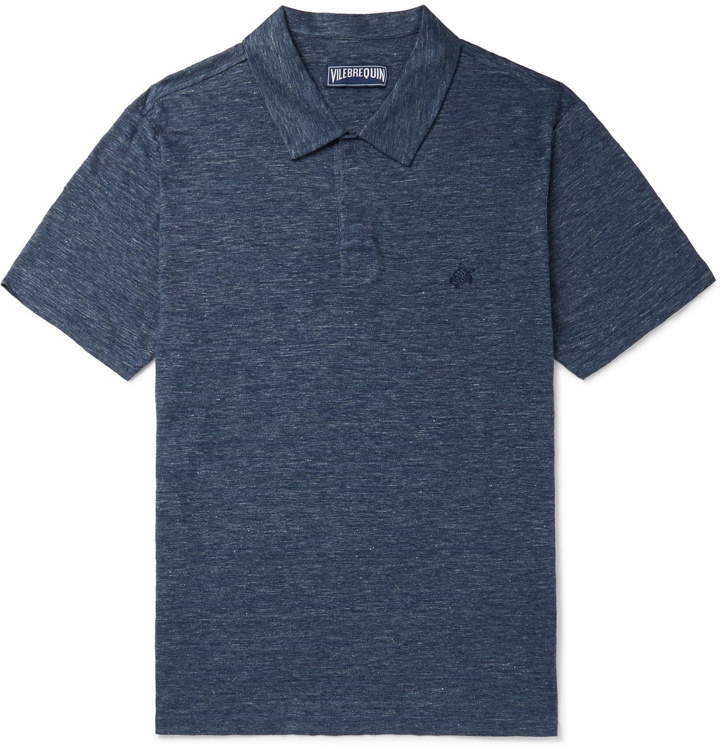 Photo: Vilebrequin - Pyramid Slub Linen-Jersey Polo Shirt - Blue