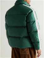 Palm Angels - Striped Appliquéd Logo-Print Quilted Down Jacket - Green