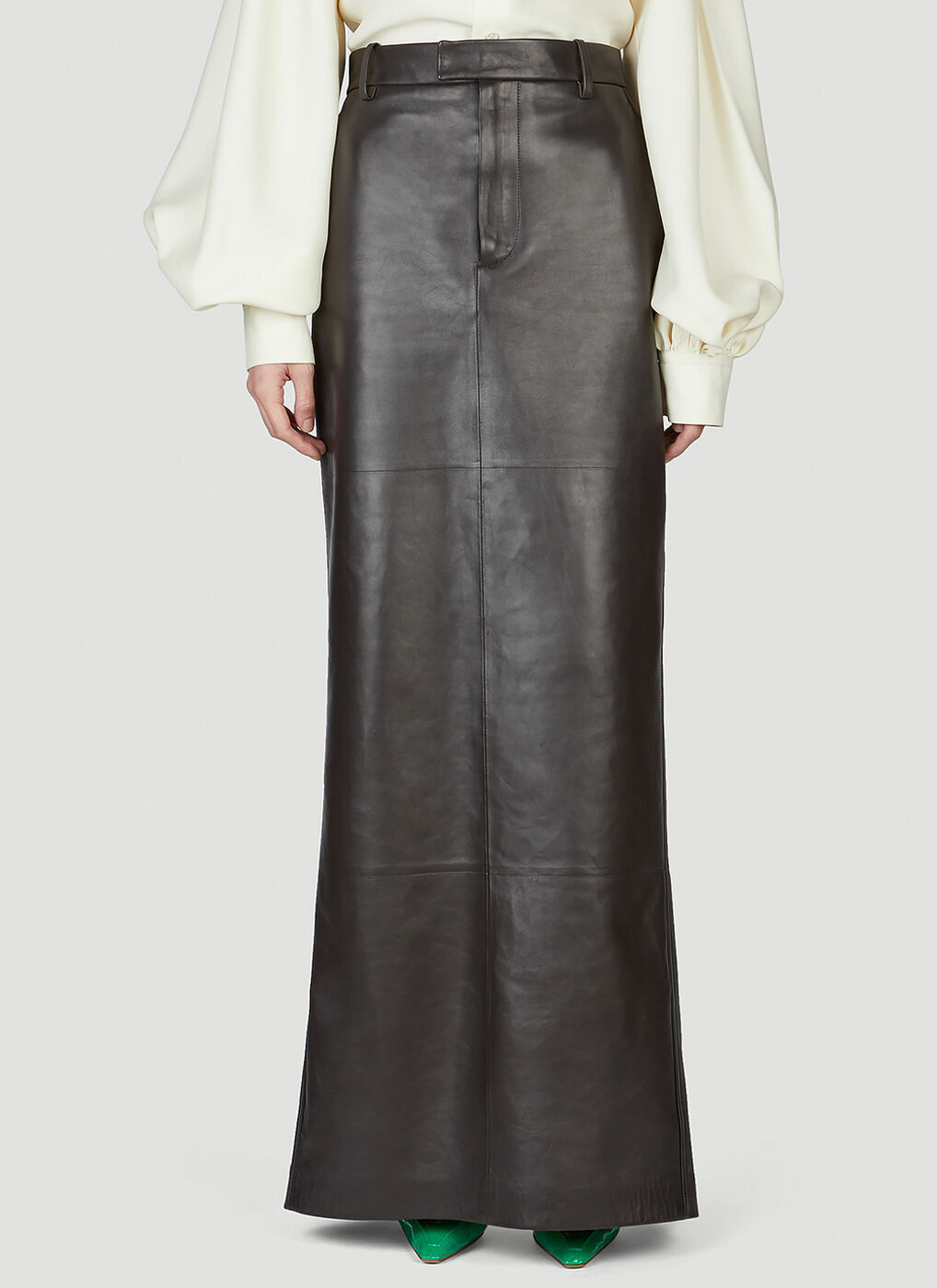 Brown leather 2024 maxi skirt