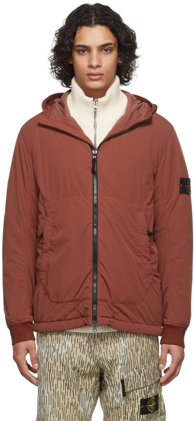 Photo: Stone Island Burgundy Comfort Tech Zip-Up Jacket