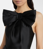 Shushu/Tong Bow-detail wool-blend satin midi dress