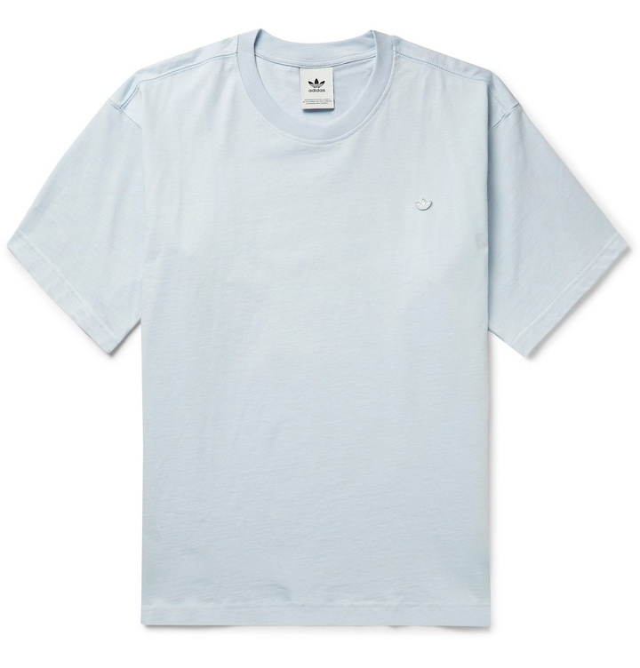 Photo: ADIDAS ORIGINALS - Adicolor Premium Logo-Appliquéd Organic Cotton-Jersey T-Shirt - Blue