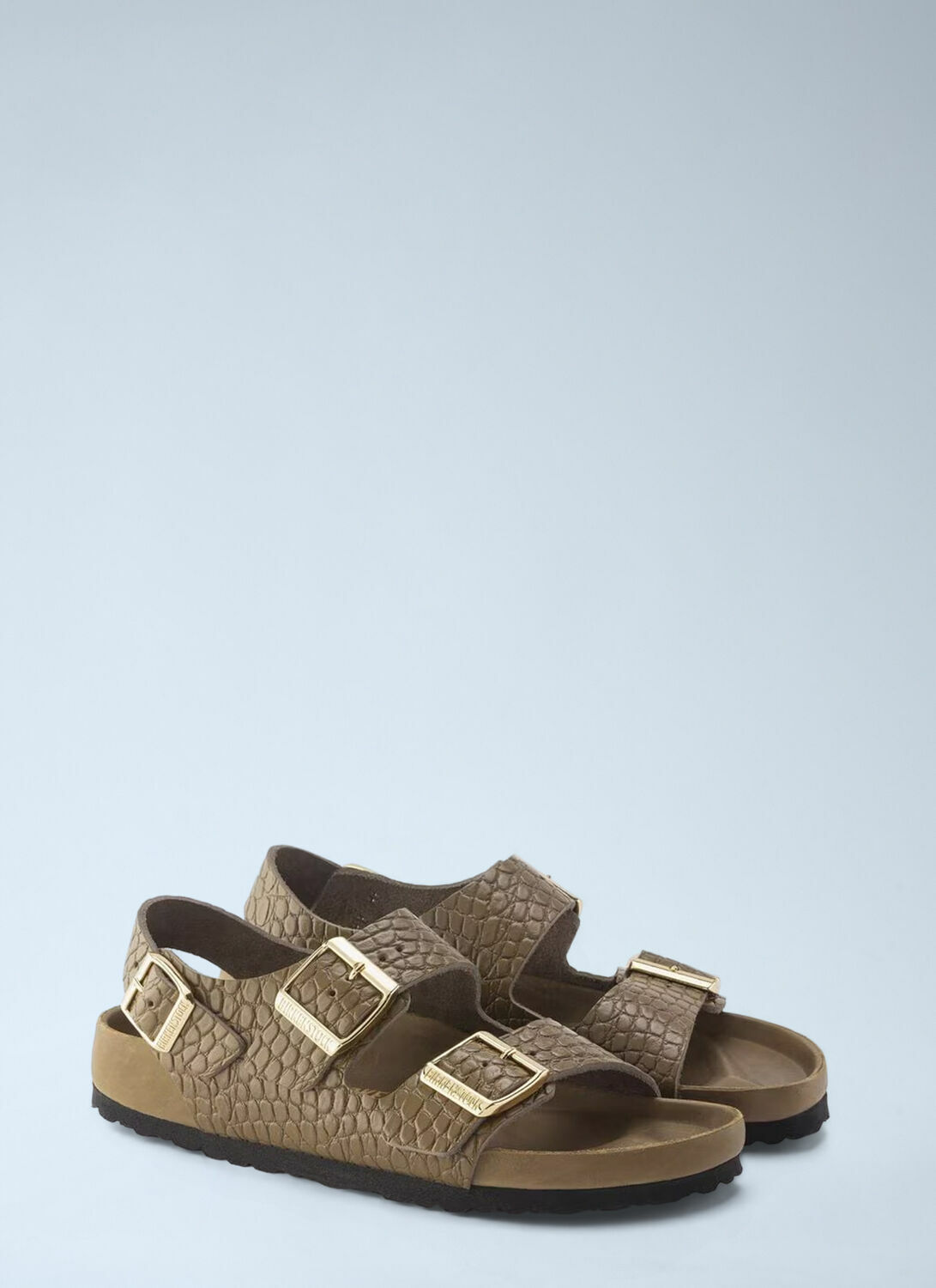 Birkenstock Embossed Leather Three Strap Sandals