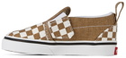 Vans Baby Bronze & White Checkerboard Slip-On V Sneakers