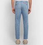 Gucci - Cropped Slim-Fit Embroidered Cotton-Chambray Trousers - Men - Blue
