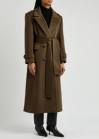 Aexae Double-breasted Belted Wool-blend Coat Brown