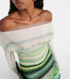 Susan Fang Striped smocked midi dress