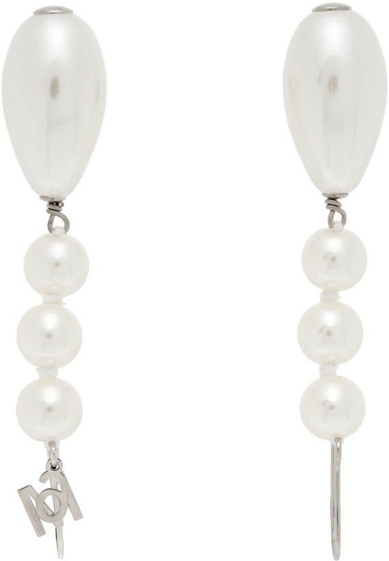 Photo: MM6 Maison Margiela Off-White Faux Pearl Drop Earrings