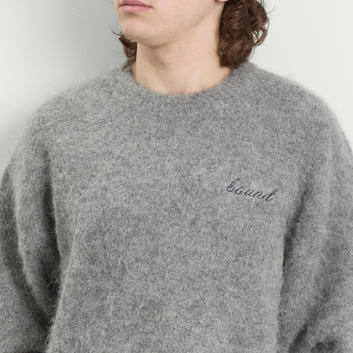 Bound Men's Dexter Cropped Alpaca Jumper in Grey