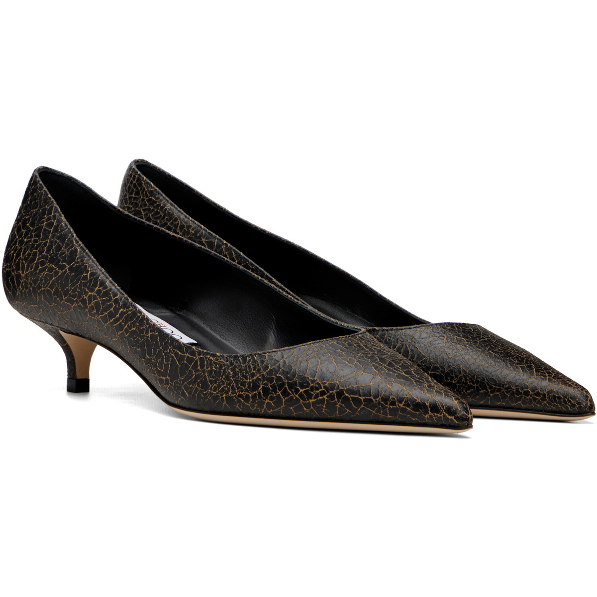 Jimmy Choo Black Amelia 35 Crackled Leather Heels