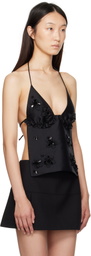SHUSHU/TONG Black Embellished Corset Halter Top