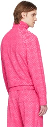 Marine Serre Pink Zip-Up Sweatshirt