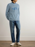 Maison Kitsuné - Logo-Embroidered Cotton Sweater - Blue