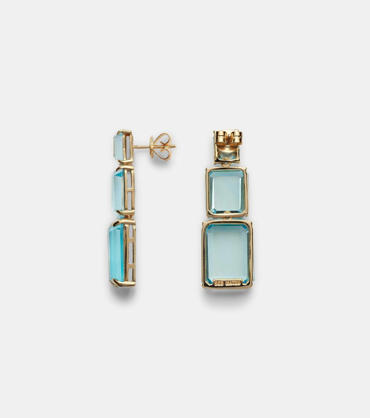 Mateo Arithmetic Composition 14kt gold drop earrings with topaz