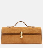 Savette Symmetry Slim Medium suede top-handle bag
