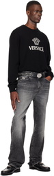 Versace Black Intarsia Cashmere Knit Sweater