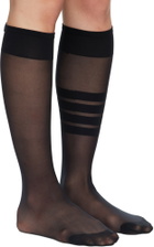 Thom Browne Black 4-Bar Sheer Nylon Knee High Socks