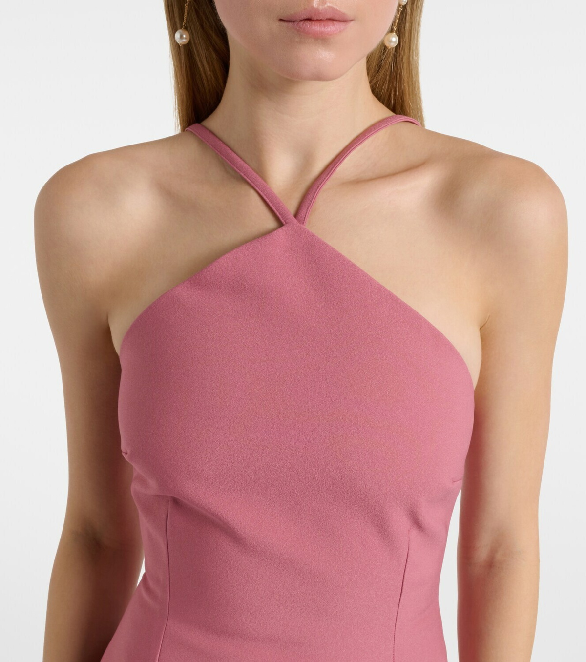 Solace London Florie satin-trimmed halterneck gown