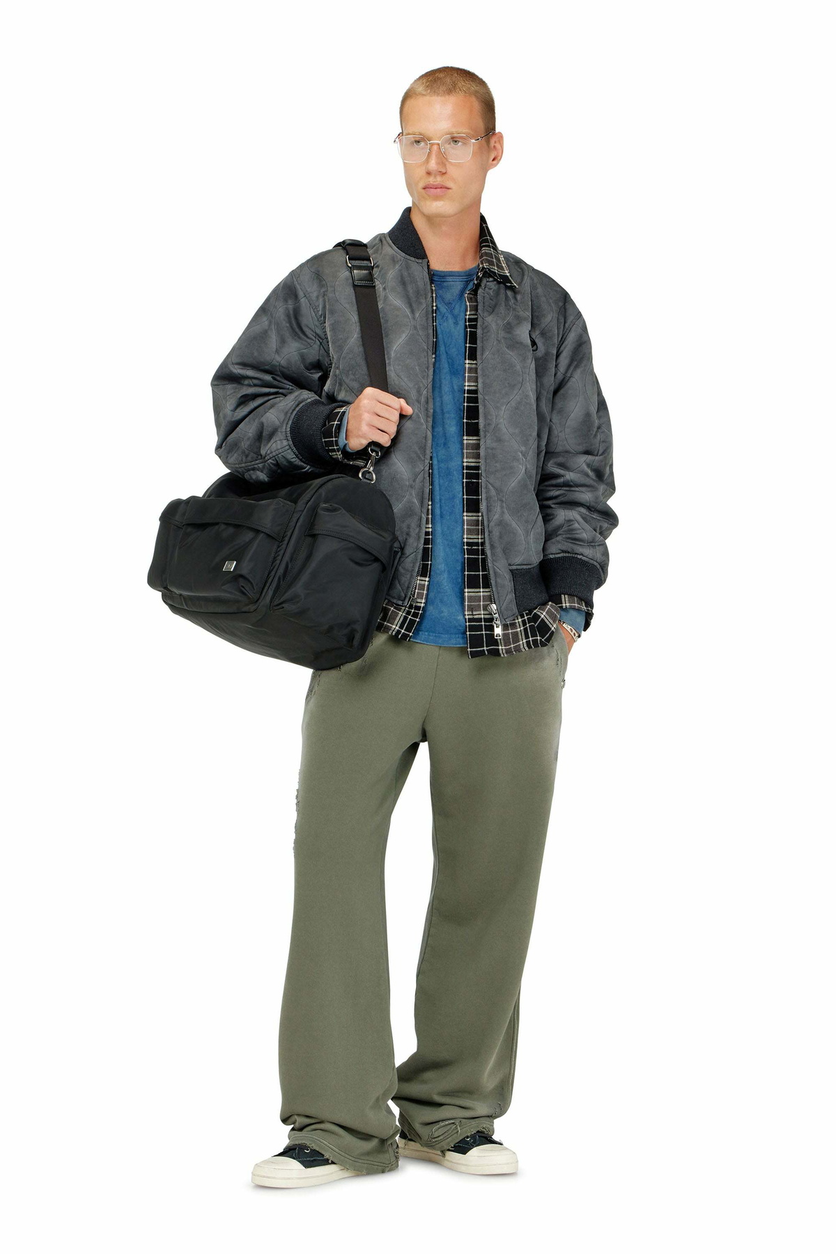 Diesel Cotton sweatpants with destroyed effect - Pants Mens in Green