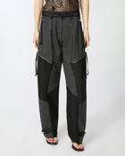 Pinko P Pants In Black Denim And Satin With Zip Limo Black