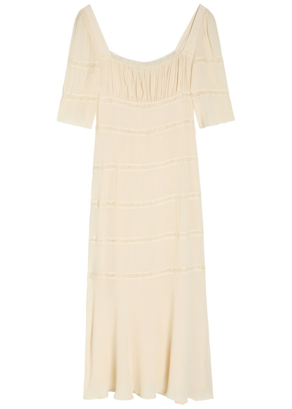 Photo: Reformation Laverna Lace-trim Chiffon Midi Dress Cream