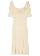 Reformation Laverna Lace-trim Chiffon Midi Dress Cream