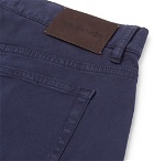 Ermenegildo Zegna - Navy Slim-Fit Garment-Dyed Cotton-Blend Trousers - Men - Blue
