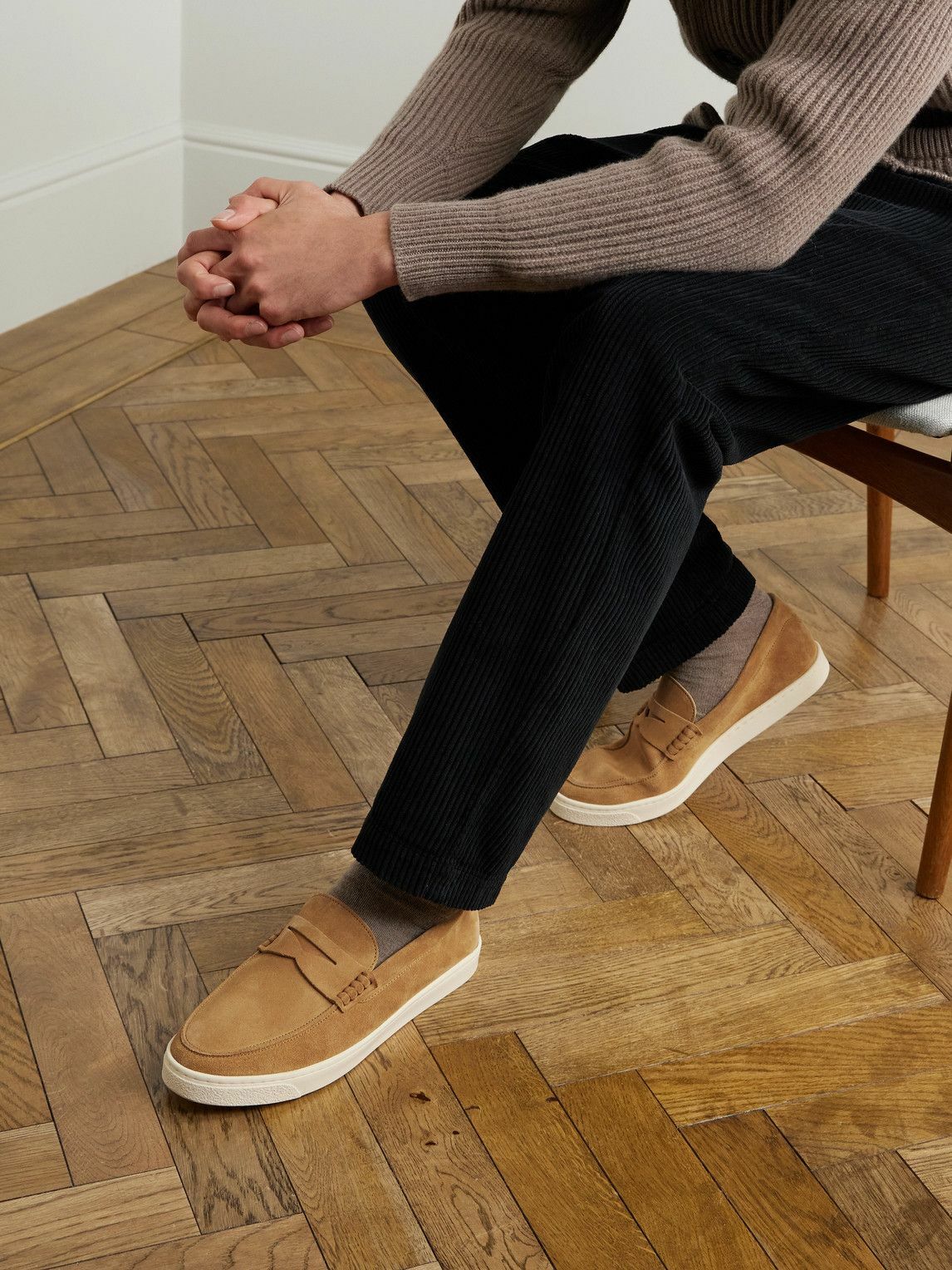 Brunello Cucinelli - Suede Penny Loafers - Brown Brunello  display picture 1