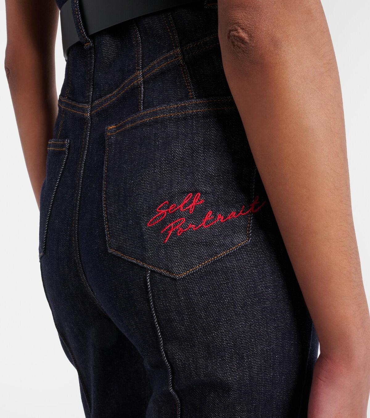 Self-Portrait Belted denim jumpsuit