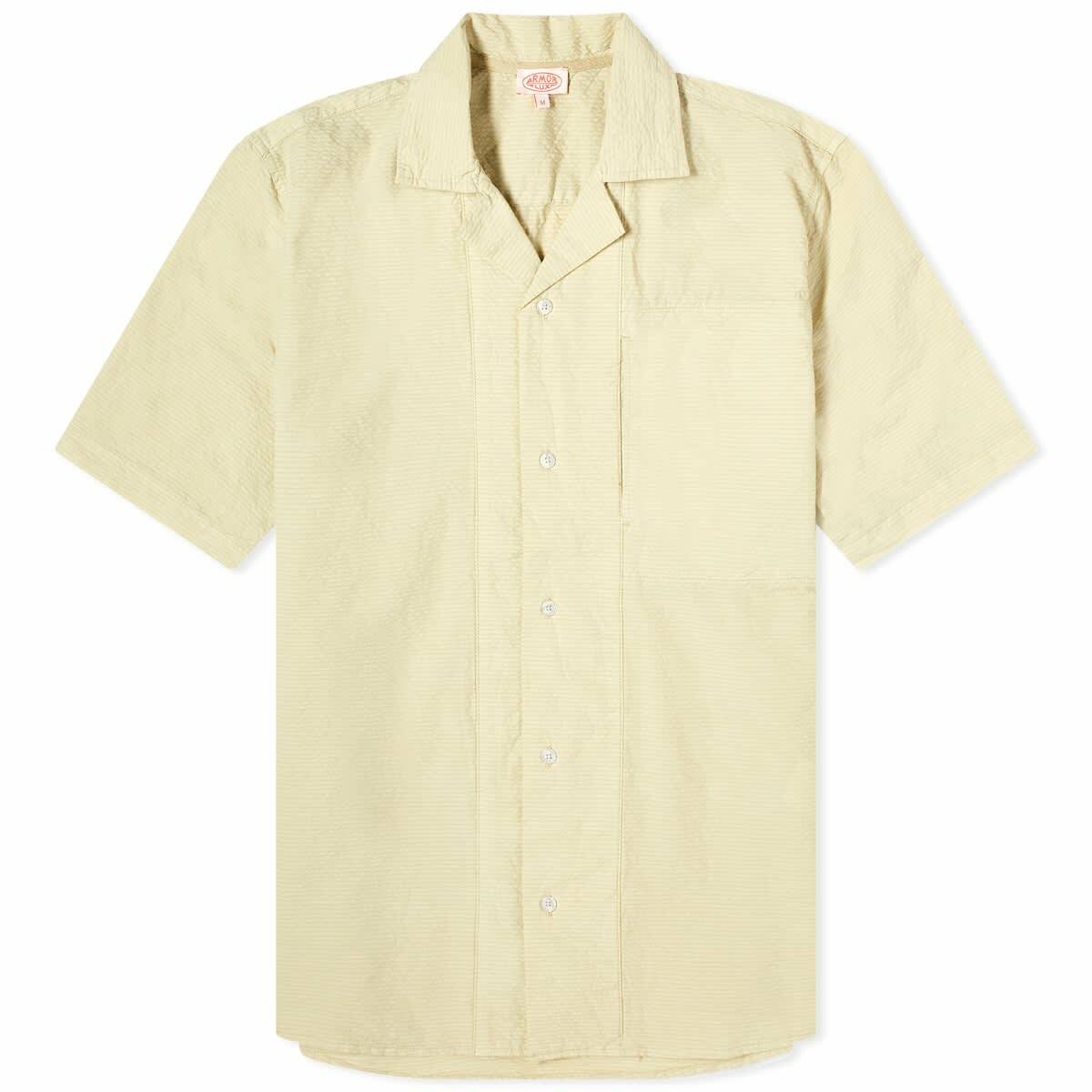 Armor-Lux Men's Seersucker Vacation Shirt in Pale Olive