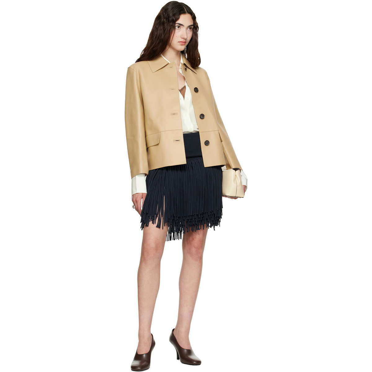 TOTEME Beige Bonded Leather Jacket