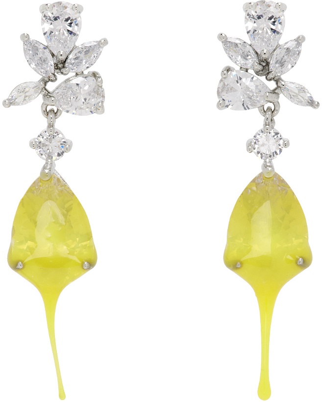 Photo: Ottolinger SSENSE Exclusive Silver & Yellow Flower Dip Earrings