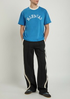 Nahmias Arch Ringer Logo Cotton T-shirt Blue