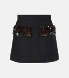 Plan C Sequined wool-blend miniskirt