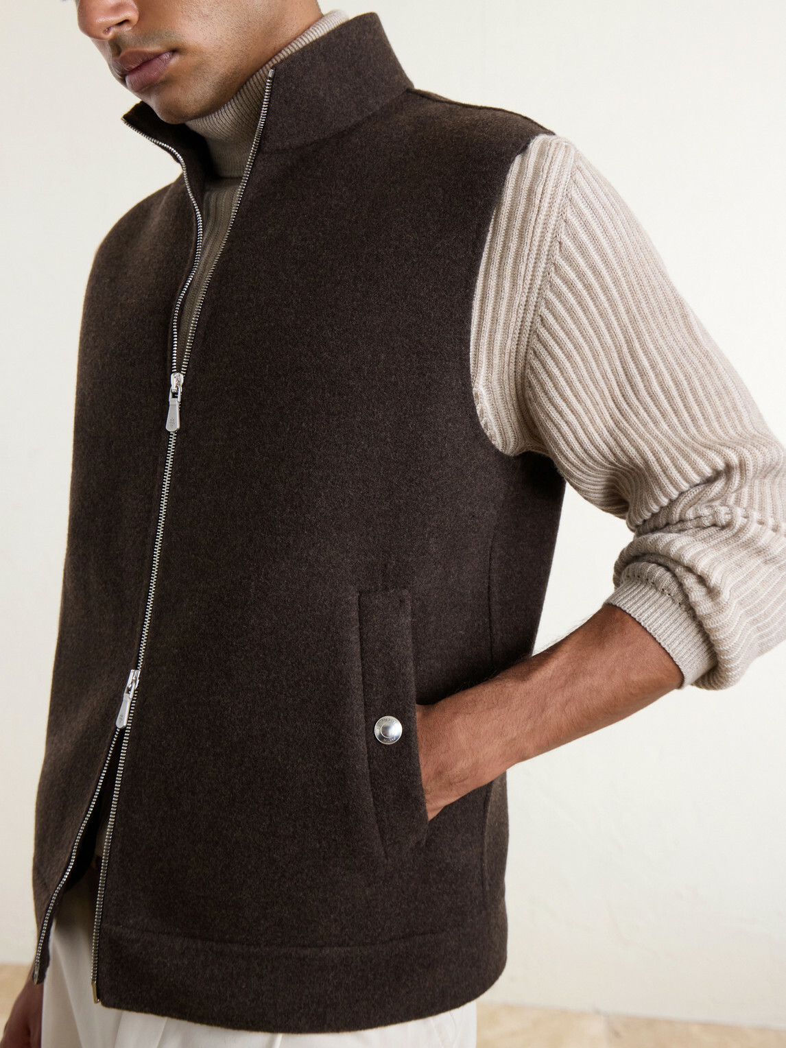 Eleventy - Brushed-Wool Zip-Up Gilet - Unknown