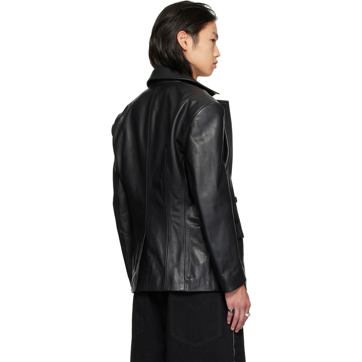 LU'U DAN Black Cinched Leather Blazer