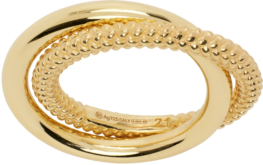 Bottega Veneta Gold Intreccio Interlocking Ring