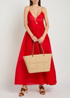 Tory Burch Ella Large Logo-embroidered Raffia Tote bag - Natural - One Size