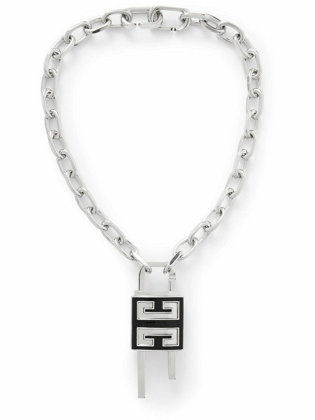 Photo: Givenchy - Silver-Tone and Croc-Effect Leather Chain Necklace