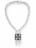 Givenchy - Silver-Tone and Croc-Effect Leather Chain Necklace