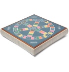 Linley - Leather and Wood Stacking Games Compendium - Scrabble and Trivial Pursuit - Brown