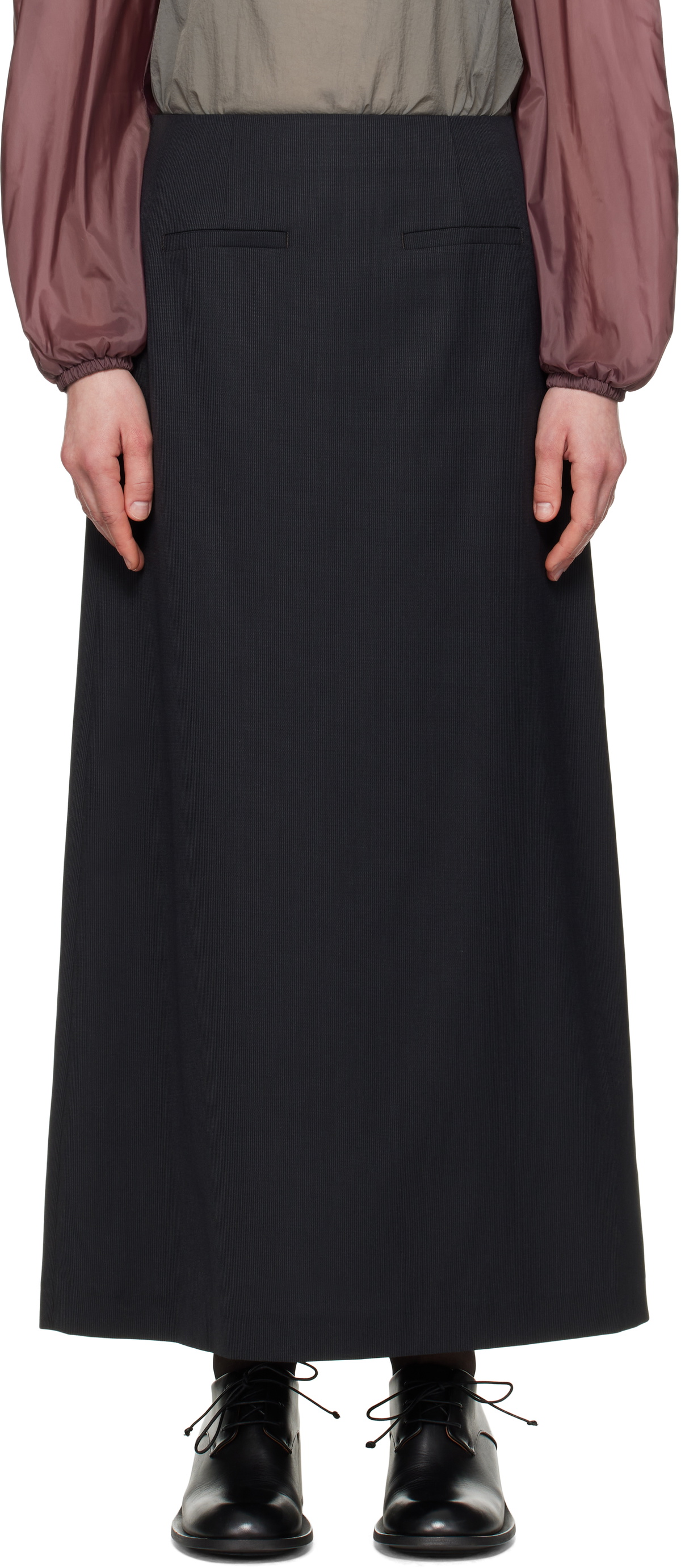 AMOMENTO Black Stripe Maxi Skirt