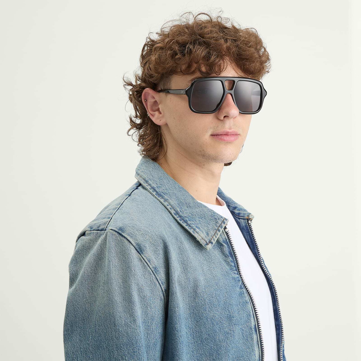 Loewe Eyewear Slim Pilot Sunglasses in Black/Grey 