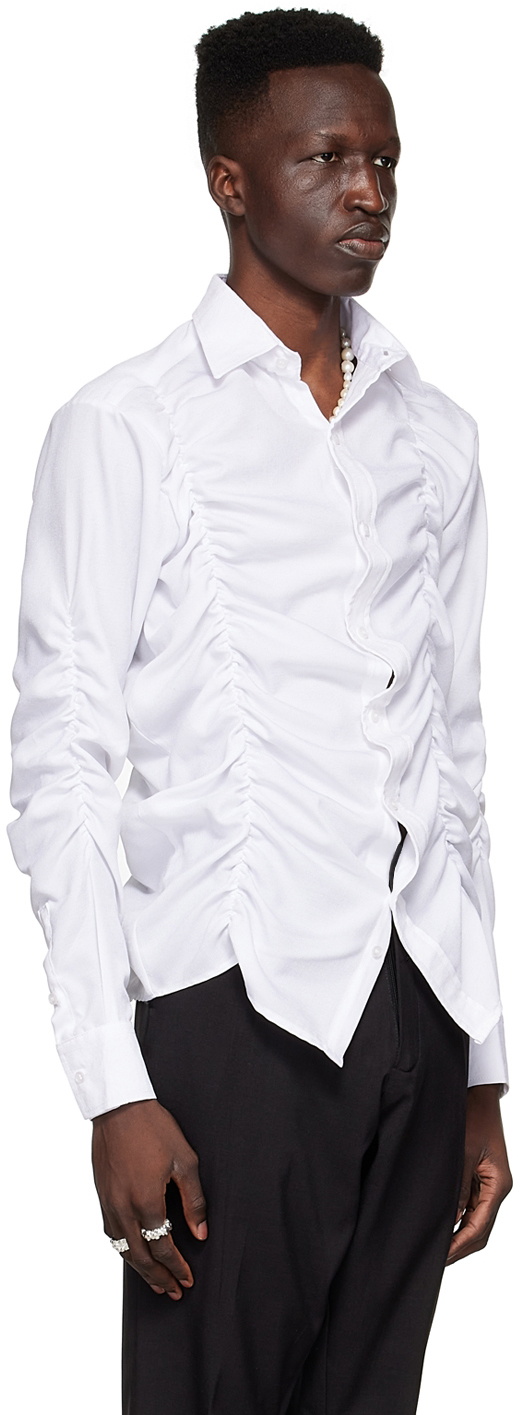 Tokyo James White Cotton Ruched Shirt