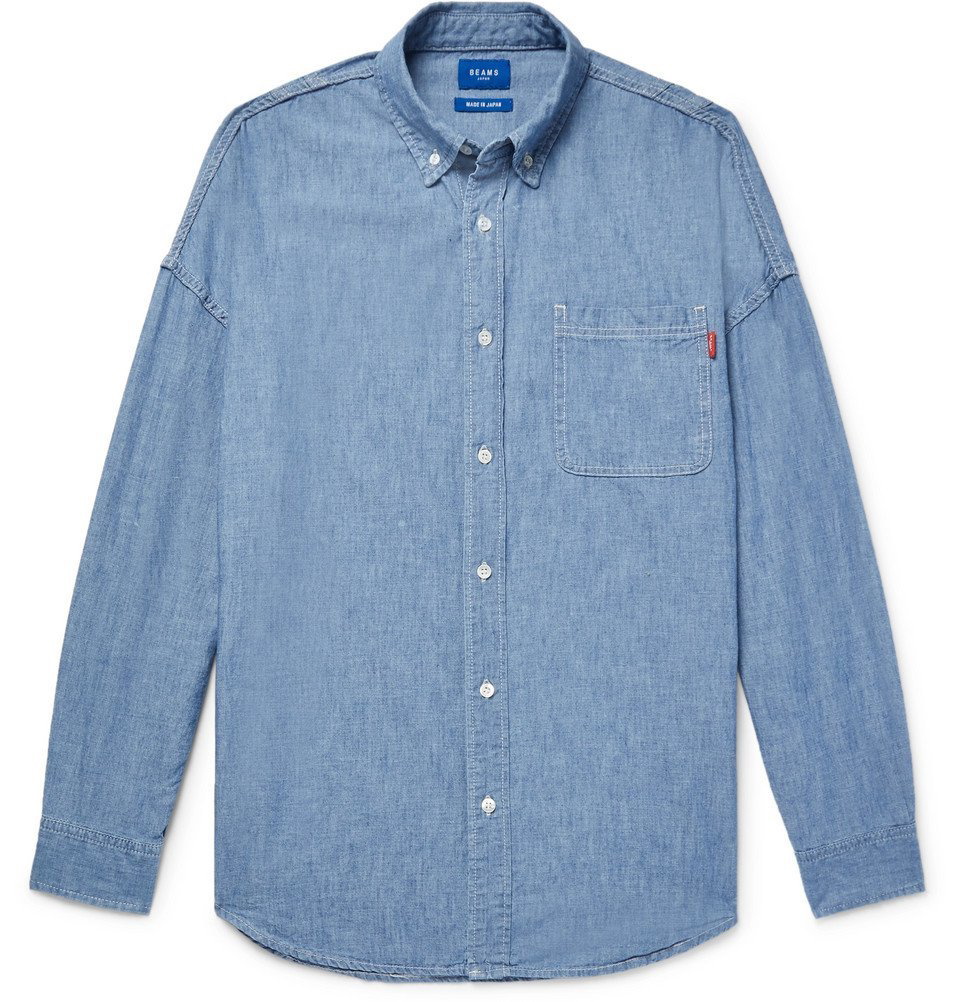 Button-Down Collar Chambray Shirt - Indigo Blue